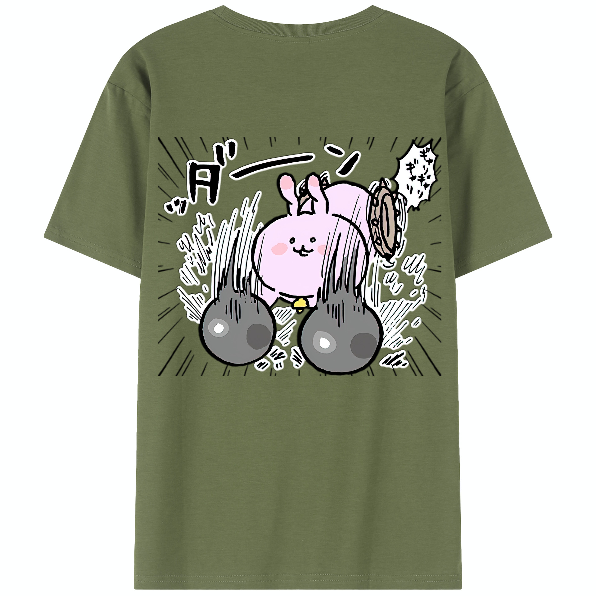 （画像用） ちいかわ うさぎ Chii-kawa usagi 綿100％半袖Tシャツ（背面プリント）